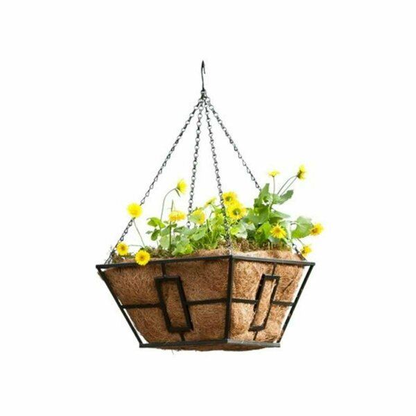 Panacea Products  14 in. Square Hanging Plant Basket, Black Steel 261758